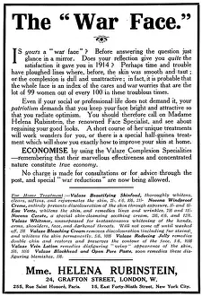 Rubinstein: Helena Rubinstein advert, The War Face, WW1