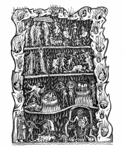 Satan: Hell: Engraving after miniature in 12th century