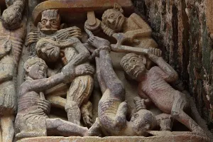 Vomiting: Hell, Last Judgement tympanum, Abbatiale Sainte-Foy