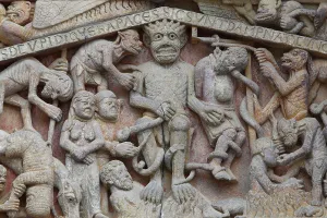 Adulterer: Hell, Last Judgement tympanum, Abbatiale Sainte-Foy