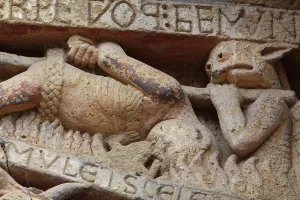 Fides: Hell, Last Judgement tympanum, Abbatiale Sainte-Foy