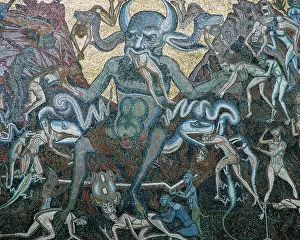 Baptistry: Detail of Hell, mosaics in