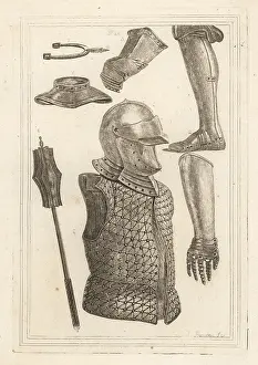 Gauntlet: Helmet, gauntlet, gorget, mace, and prick spur