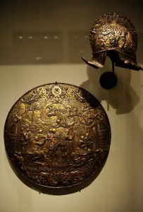 Leone: Helmet and shield by Pompeo Leoni. 16th century