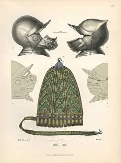 Klipphahn: Helmets with vizors and sword-clasp in brown