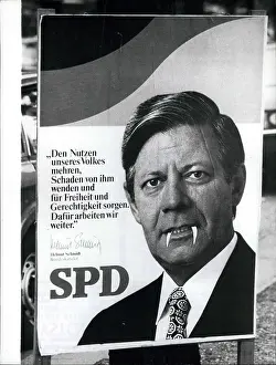 Defaced: Helmut Schmidt, German Chancellor, with added teeth