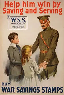 Clasping: Help him win by saving and serving - Buy War Savings Stamps