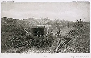 Ambulances: Helping an ambulance through the mud, WW1