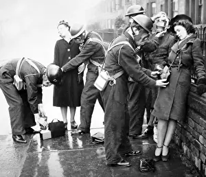 Respirator: Helping to put on gas masks, ARP training exercise