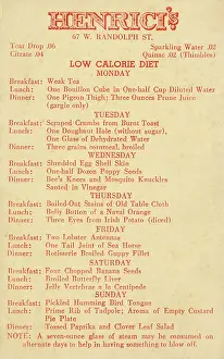Menu: Henrici's Low Calorie Diet menu