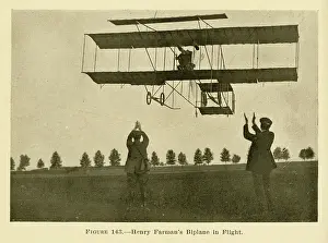 Farmans: Henry Farman's biplane in flight