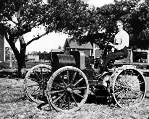 Dearborn: Henry Ford at the controls of one of his ?