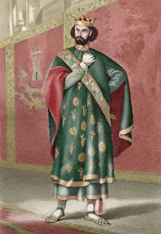 Bearded: Henry II (1333-1379). Engraving. Colored