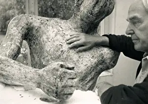 Brits: Henry Moore with One of His Sculptures, 1970