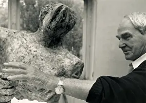 Brits: Henry Moore with One of His Sculptures