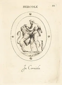 Labors: Heracles strangling the Nemean lion