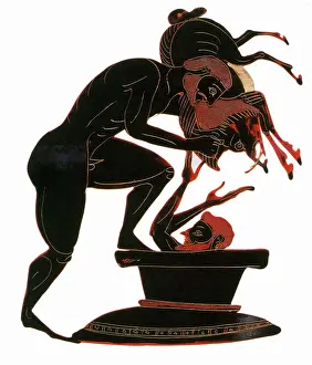 Amphora: Herakles, Eurystheus and the Erymanthian Boar