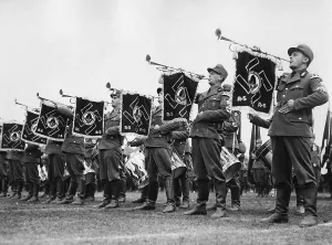 Drummers: Herald trumpets of the Labour Service at the