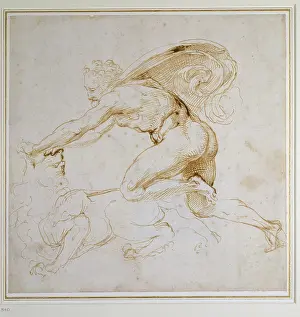 Overpowering: Hercules overpowering a Lion, by Raphael