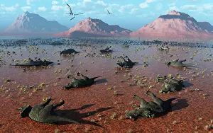 Misfortune: A herd of dead Centrosaurus dinosaurs killed by a flash ?