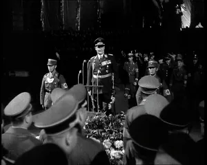 Microphones: Herman Goering Standing Before Microphones
