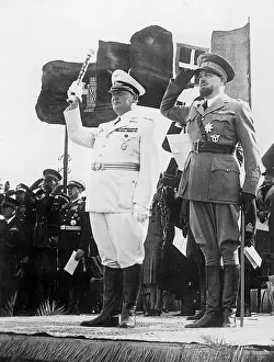 Balbo: Hermann Goering and Marshal Balbo inspect a parade