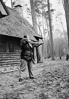 Archery: Hermann Goring shoots with the bow, 1934