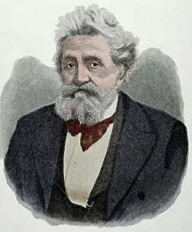 Artistica: Hermann Lingg (1820 sA?o??n?u 1905). German poet. Engraving
