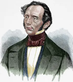 Finances: Hermann von Beckerath (1801-1870). Colored engraving