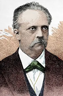 Helmholtz: Hermann von Helmholtz (1821-1894). Engraving. Colored