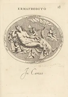 Abraham Blooteling: Hermaphrodite reclining like Venus with Cupids