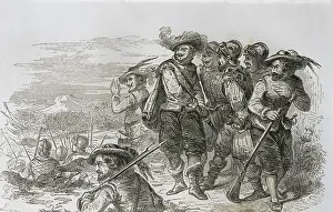 Wineskin: Hernan Cortes with his fellows in the Battle