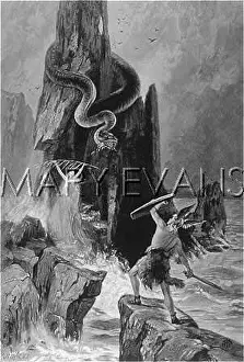 Quests: Hero fighting a sea serpent