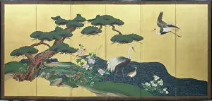 Fold: Herons by a River ' Summer scene