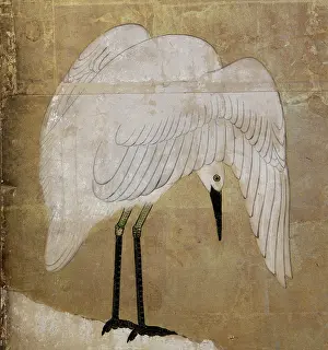 Guimet: Herons on a snowy willow tree