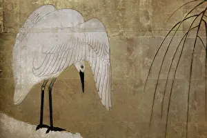 Guimet: Herons on a snowy willow tree