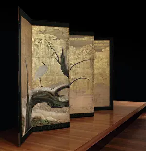 Guimet: Herons on a snowy willow tree