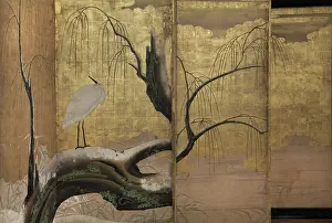 Guimet: Herons on a snowy willow tree