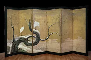 Guimet: Herons on a snowy willow tree