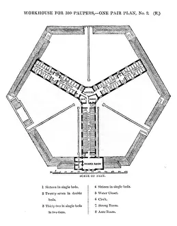 Blueprint: Hexagonal workhouse, first floor plan