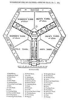 Blueprint: Hexagonal workhouse, ground floor plan