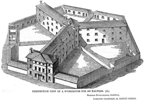 Blueprint: Hexagonal workhouse, perspective view