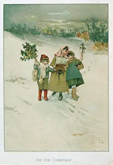 Lizzie: Hie for Christmas! – three children in snow