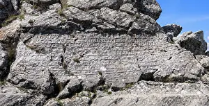 Hieroglyph: Hieroglyphic inscription, Hattusa, Anatolia, Turkey