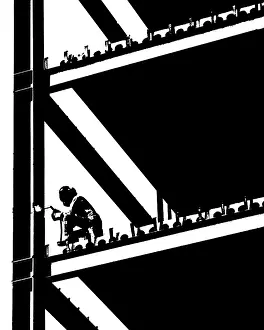 Laboring: High Contrast Posterized Silhouette of Anonymous