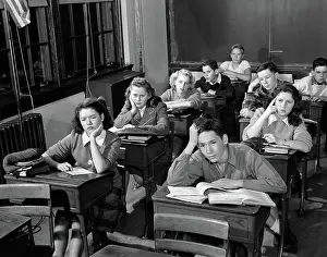 Disinterested: High school classroom of bored students sitting