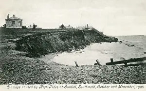 Erodes: High Tide damage at Gunhill, Southwold