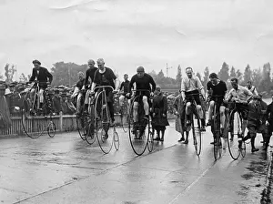 Bicyclist: High wheel race in London, 1920s