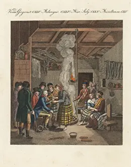 Hovel: Highlanders of Scotland in a hovel, 1797