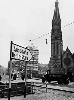 Szczecin: Highway sign on Alexanderplatz, 1936